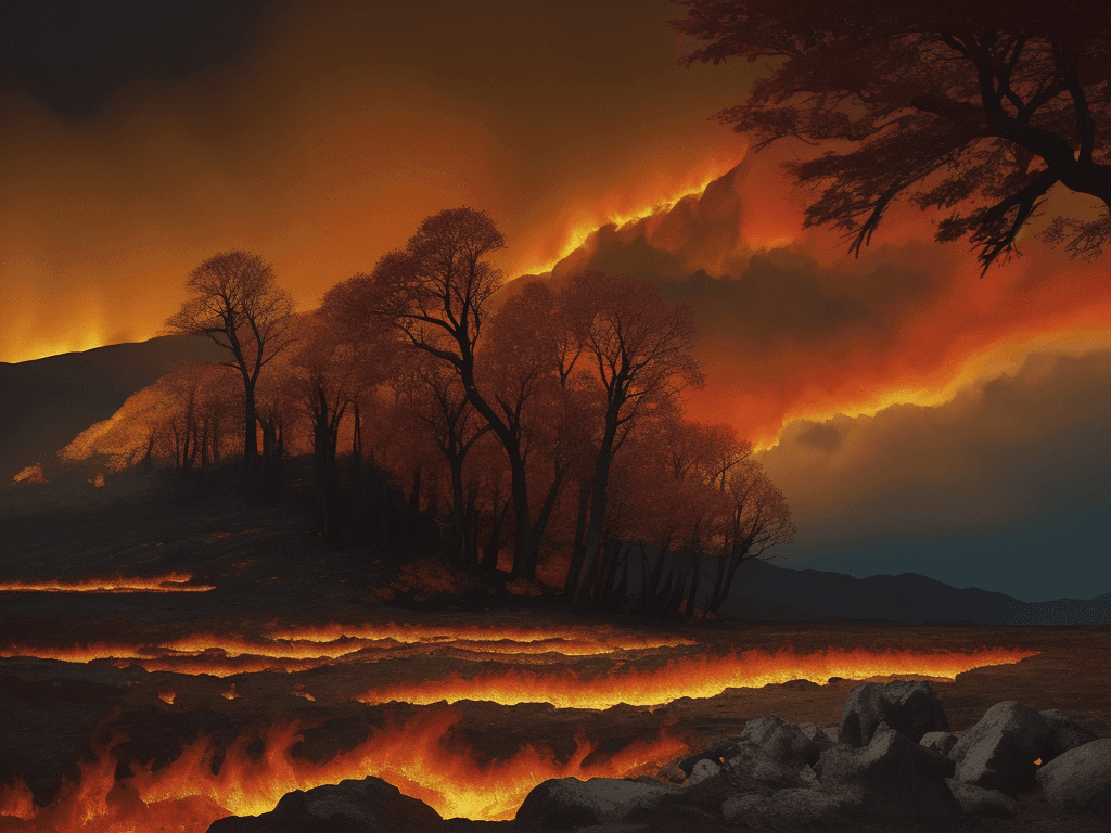 AI generated: a breathtaking background the image is a fiery blaze, with flames licking at the edges of the scene....