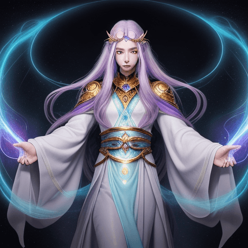 AI generated: SynThor, the Anime Oracle: A majestic being with long flowing robes adorned with intricate celestial...