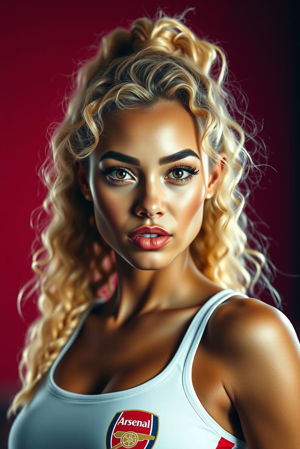 AI generated: Arsenal Gunners Stunning woman fan