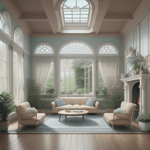 AI generated: High resolution photography interior design, dreamy sunken living room conversation pit, wooden floo...