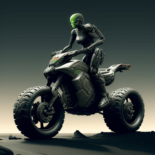 AI generated: A future punk poster, of a terminator cybernetic machine type biological android soldier figure, rid...