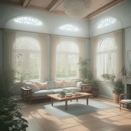 AI generated: High resolution photography interior design, dreamy sunken living room conversation pit, wooden floo...