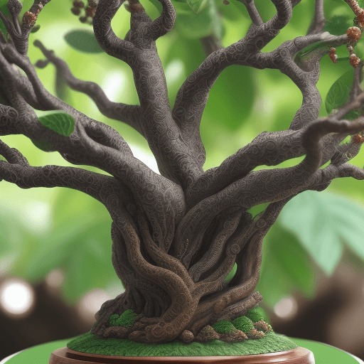 AI generated: Intricate close-up, master piece of art, detailed urapan tree, highlighting its foliage, detailed br...
