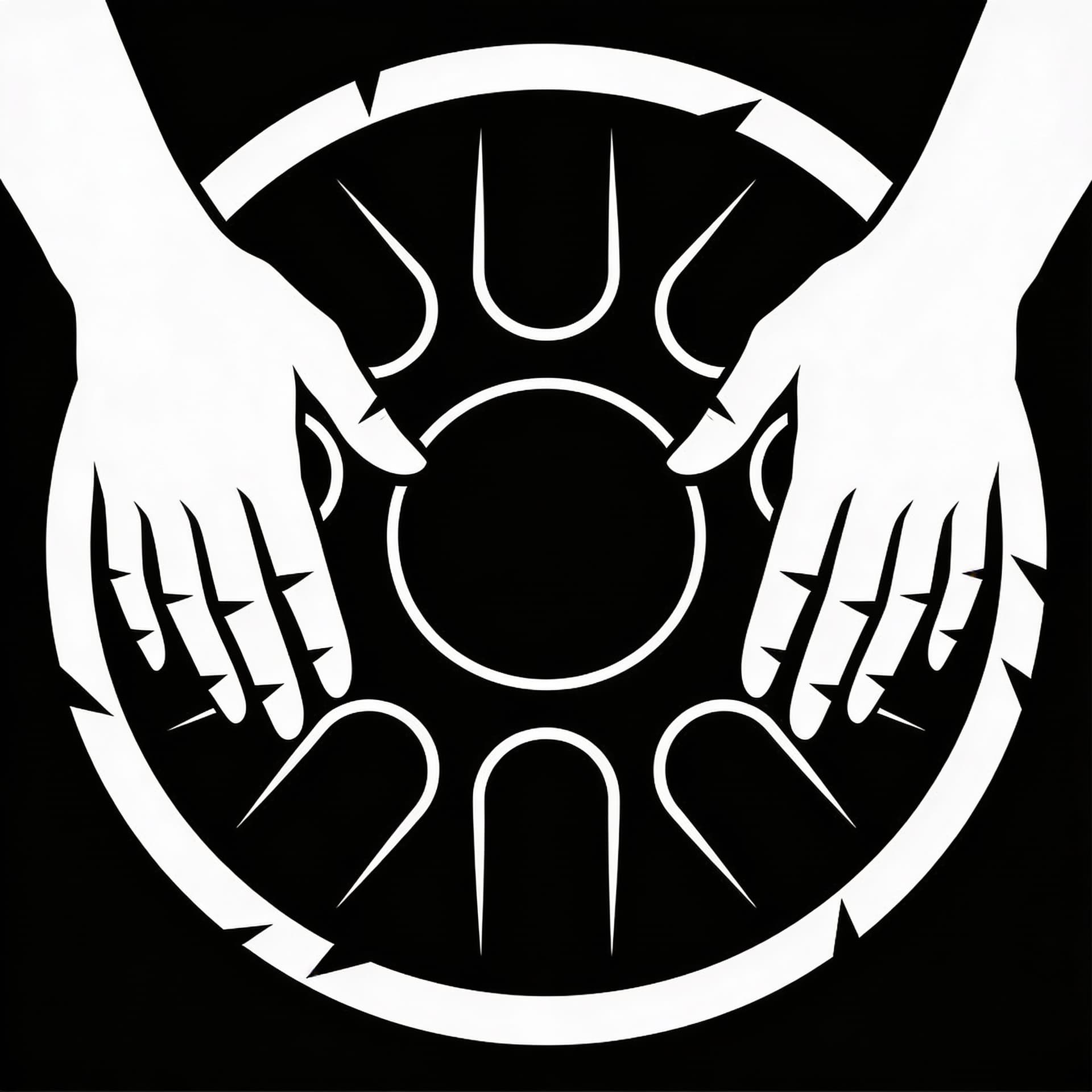 AI generated: Front view vector illustration of a HandSonic-style electronic percussion instrument being played by...