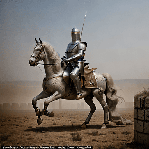 AI generated: Photo of a hyper-realistic portrayal of a knight from the year 1402 on horseback. Visualize Stefan L...