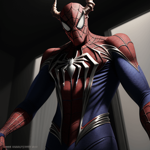 AI generated: devil monster  with the design and character of Spiderman The devil monster is gold and purple dark,...