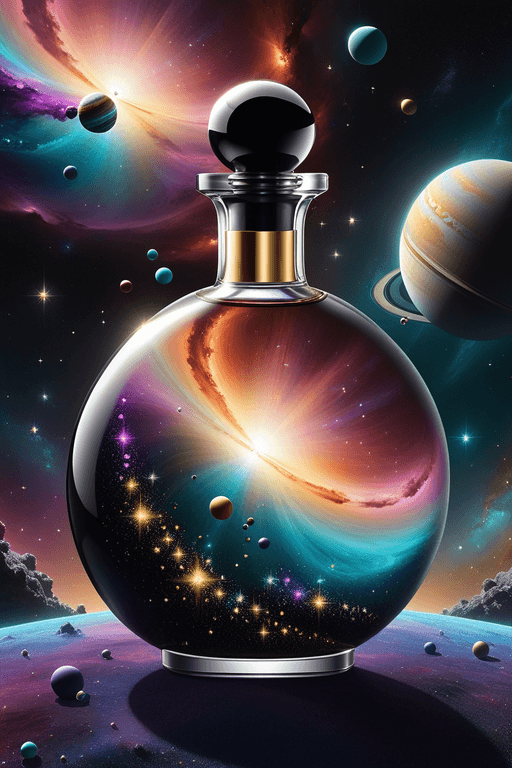 AI generated: Nebula-infused spheres representing planets, carefully aligned to form the silhouette of an elegant ...
