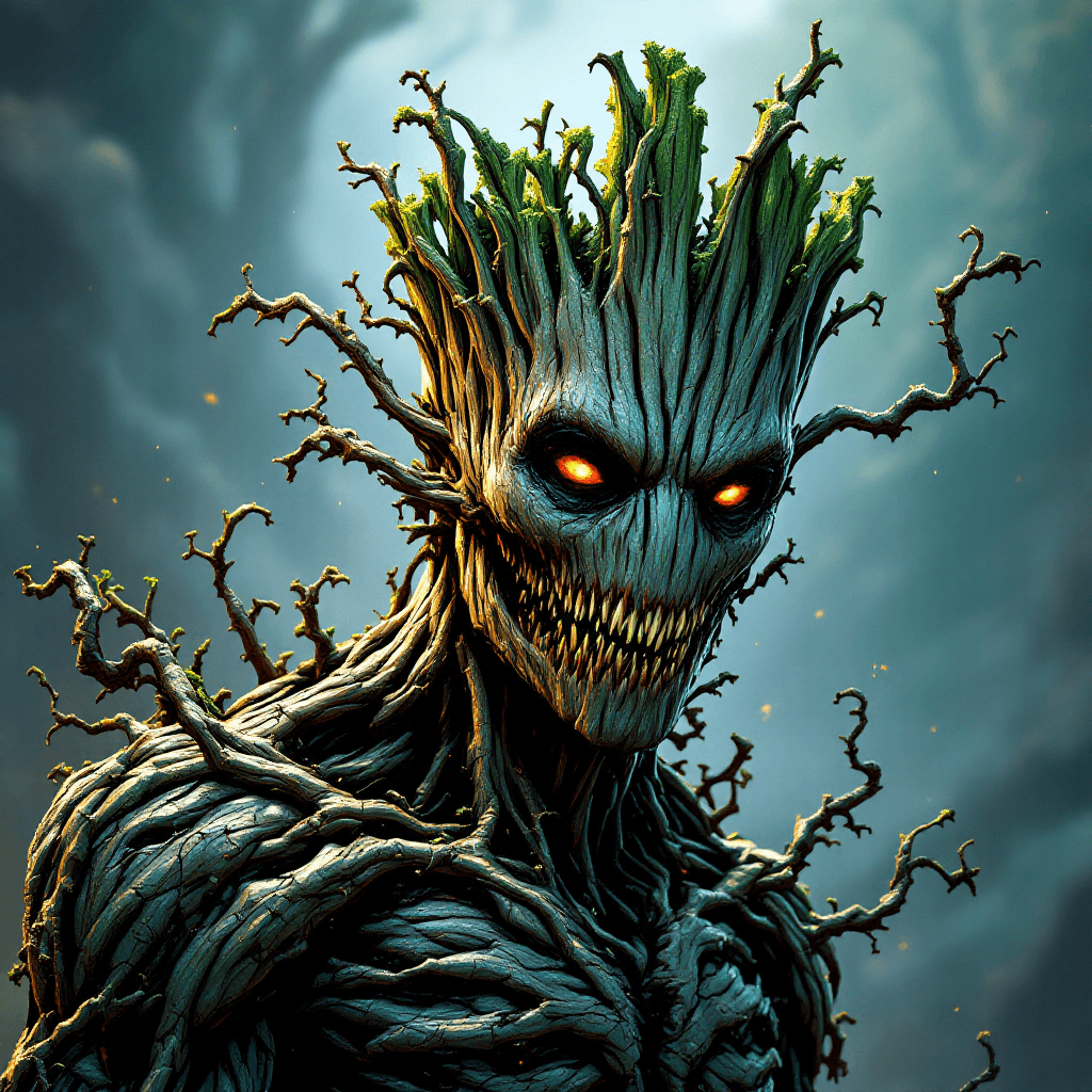 AI generated: groot from marvel in venom style