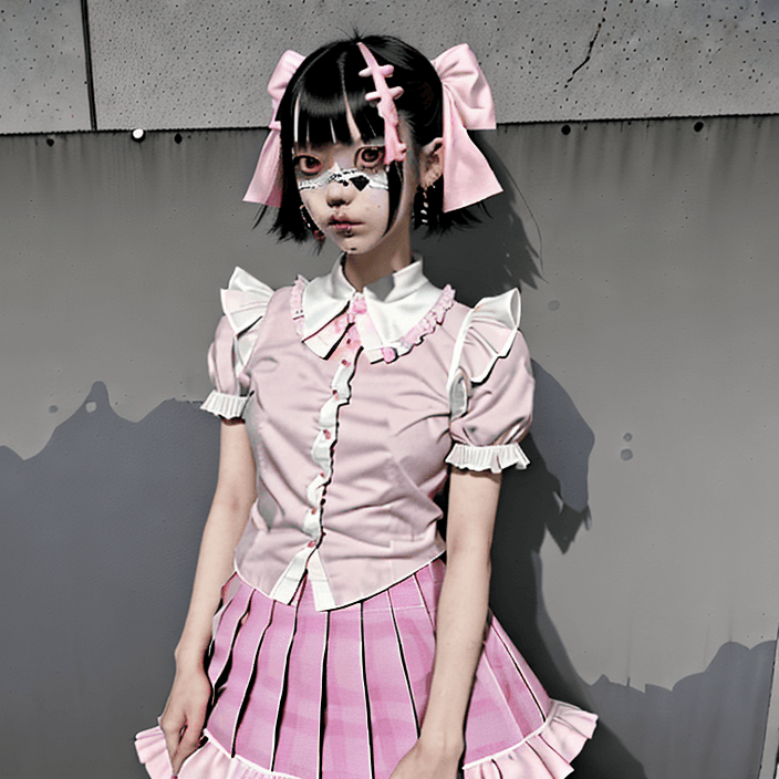 AI generated: (Masterpiece, Award winning , Best Quality:1.2), art by Shintaro Kago, solo, menhera, Yamikawa Punk,...