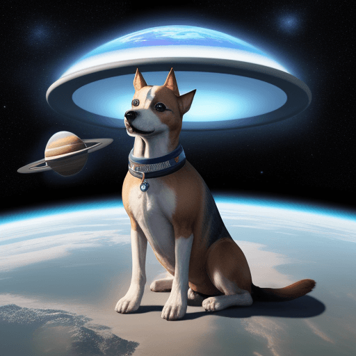 AI generated: perrito  extraterrestre en el espacio 