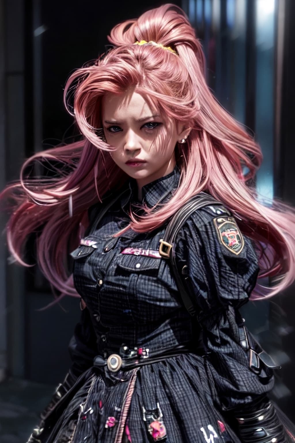 AI generated: bjddoll, women, dark ambiance, furious, disheveled, angry, gorgeous, crazy, smooth, pink, rainbow, a...