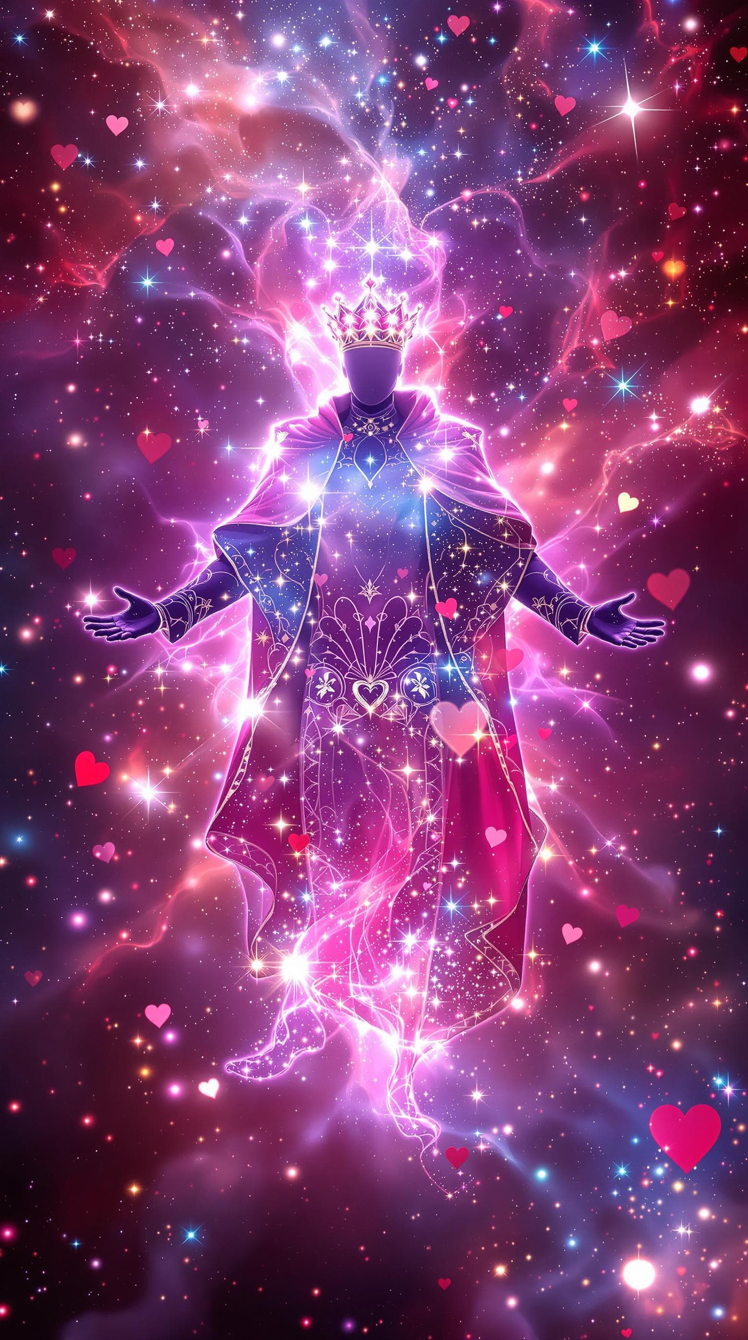 AI generated: Witness the extraordinary transformation as the King of Hearts card comes to life as a 3D hologram, ...