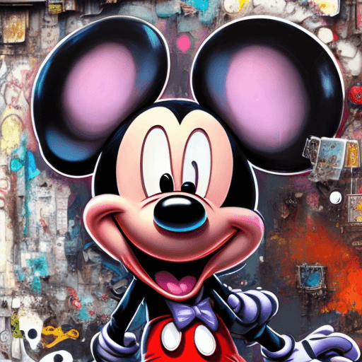 AI generated: Portrait of a Mickey Mouse, character design, photorealism, detailed hair, punk art, acid punk, clut...