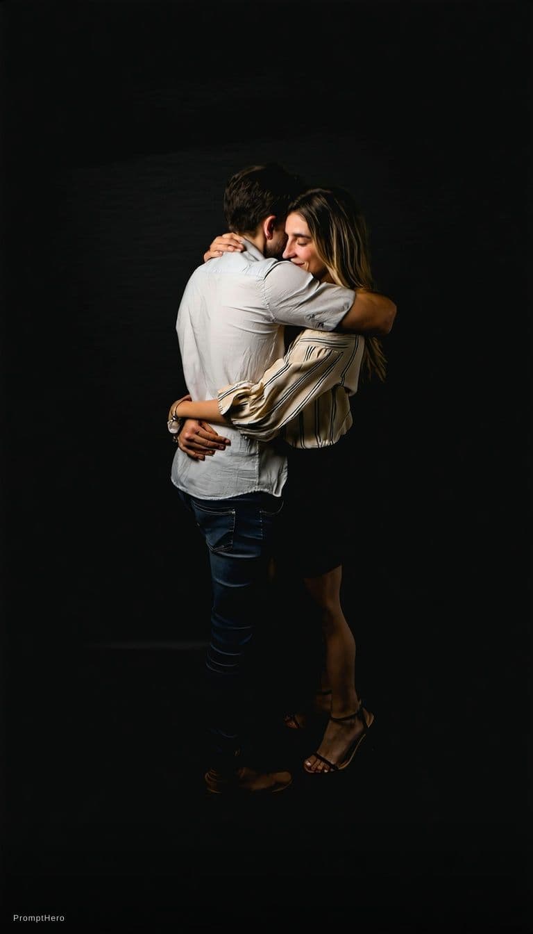 AI generated: Man hold girl from behind and press her chest
