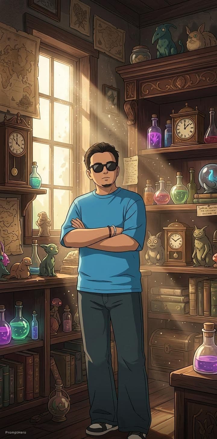 AI generated: store full of curious collectibles :: incredible, anime, Digital 2D, animated by Kyoto Animation, St...