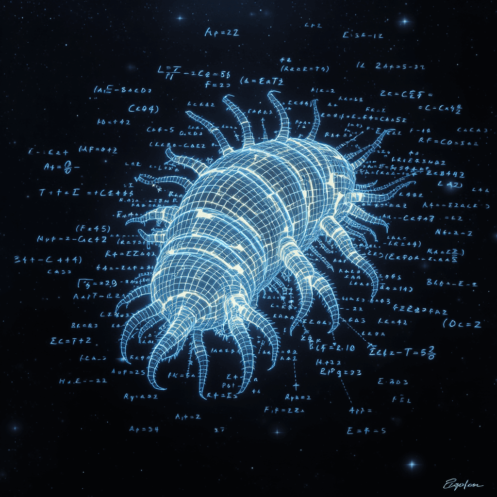 AI generated: A human-tardigrade hybrid who exists in quantum superposition - simultaneously being destroyed and r...