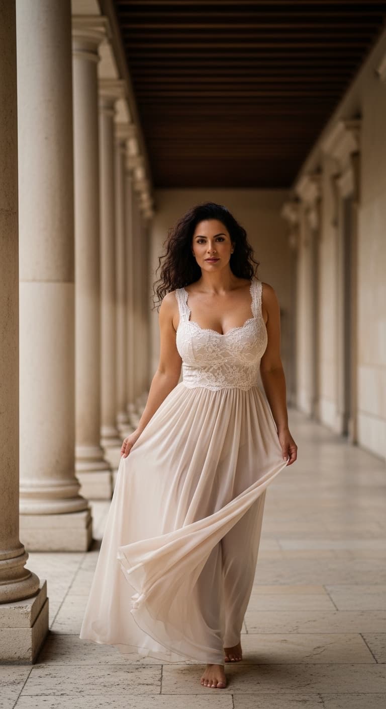 AI generated: A Honduras 5ft woman 40 year old short woman, light skin, with large natural breasts, cup size DDDD,...