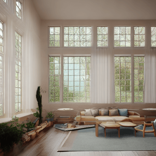 AI generated: High resolution photography interior design, dreamy sunken living room conversation pit, wooden floo...