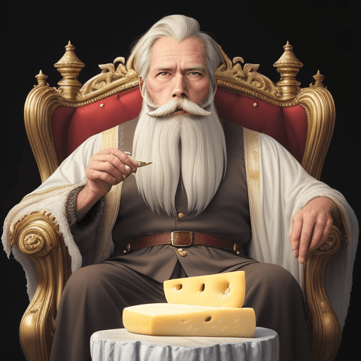 AI generated: The image features an older man, a long white beard and mustache,  He is a king, giving the impressi...