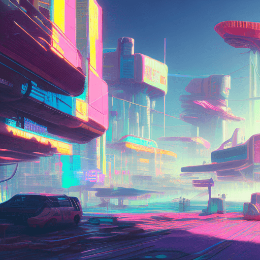 AI generated: a bright sunny hopeful sythwave cyberpunk utopia 8k photorealism detailed