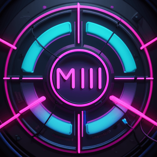 AI generated: neon Microfone logo for a band named Mic Mania, Round, Blue and pink neons, octane render, trending ...