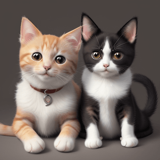 AI generated: Please draw a cute cat and dog