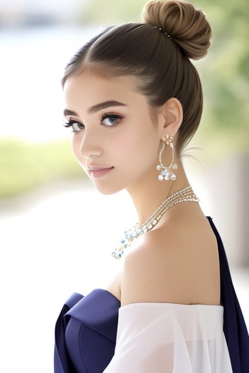 AI generated: 1girl, backlighting, bangs, bare shoulders, blonde hair, blue dress, blue eyes, crescent, crescent f...