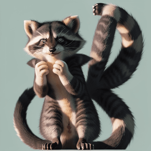 AI generated: cat, ferret and raccoon hybrid, anthropomorphic 