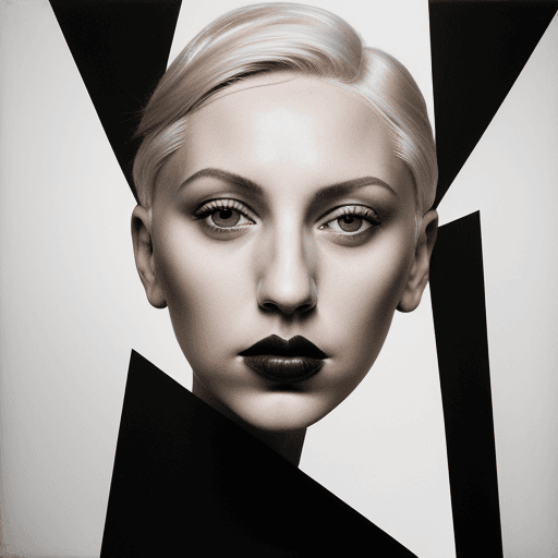 AI generated: A close-up portrait of a woman with short platinum blonde hair, in the style of Irving Penn and Pabl...