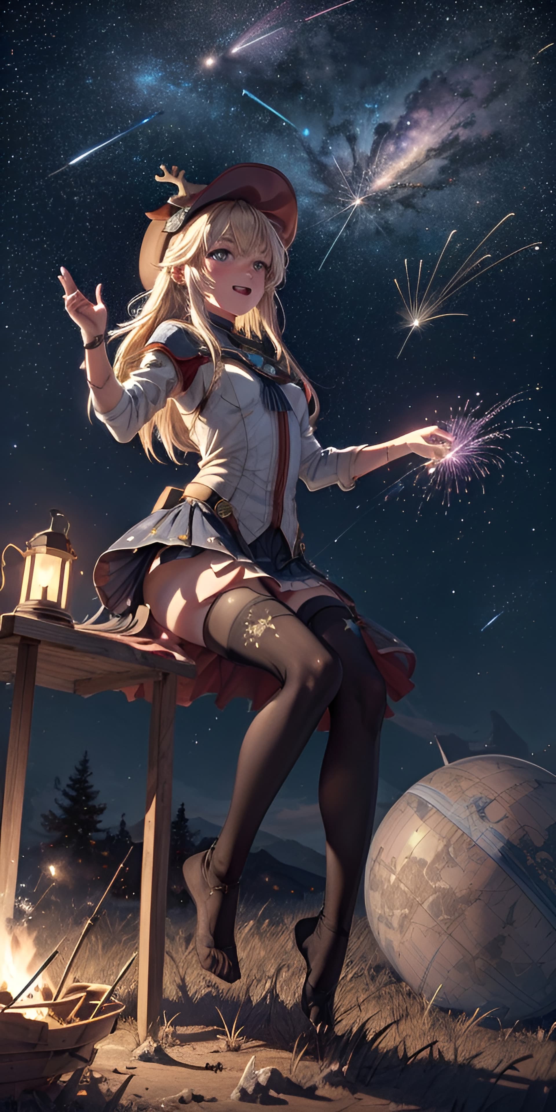AI generated: masterpiece), best quality, 1girl, beautiful eyes, perfect face, aurora, constellation, galaxy, milk...