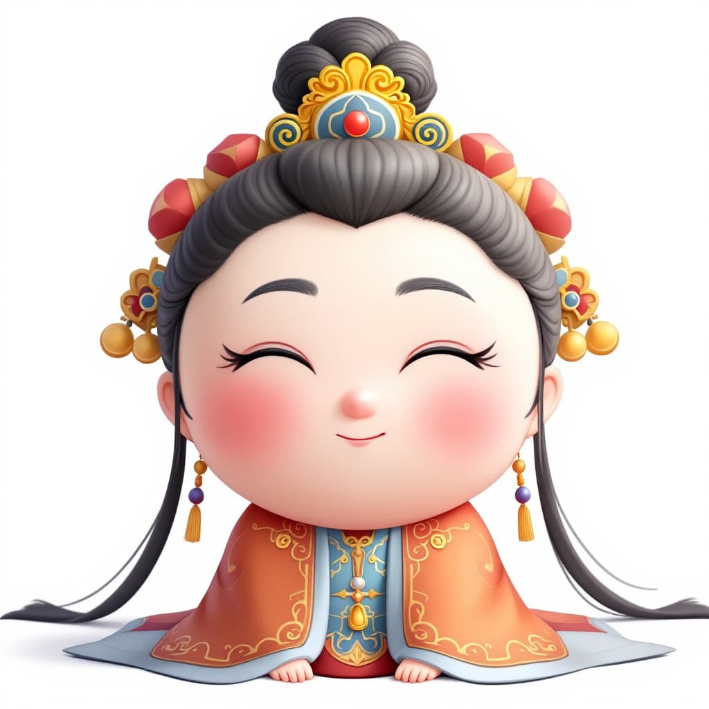 AI generated: Emperor Guan Sheng's face is round and friendly, making people feel warm. The eyes should be large, ...