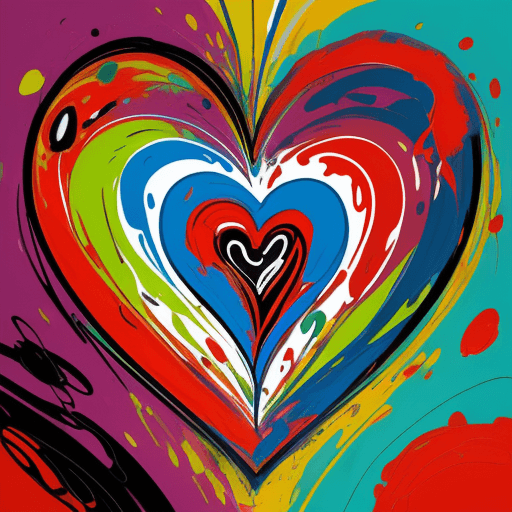 AI generated: A vibrant, stylized illustration of a beating heart, rendered in the bold strokes and colors of abst...