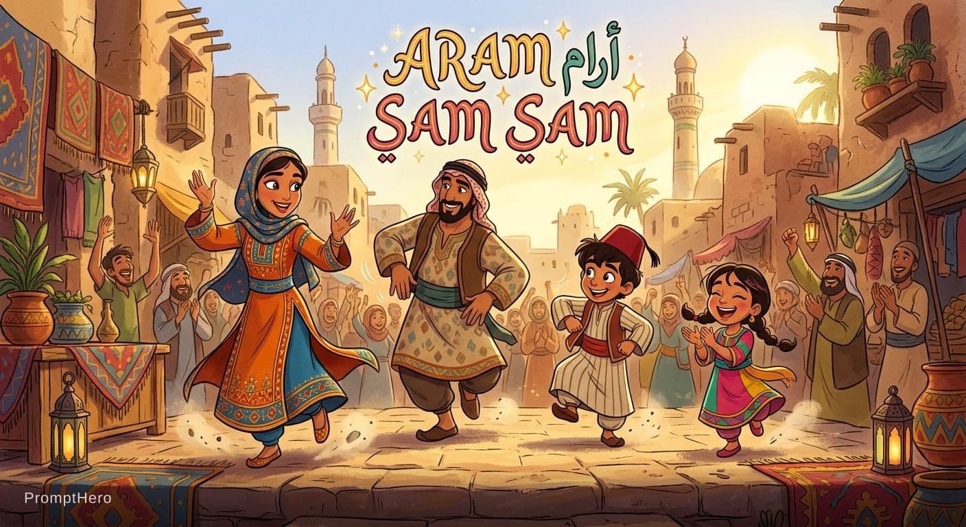 AI generated: This imag3, generat go dance the animation disney "Aram Sam Sam" 