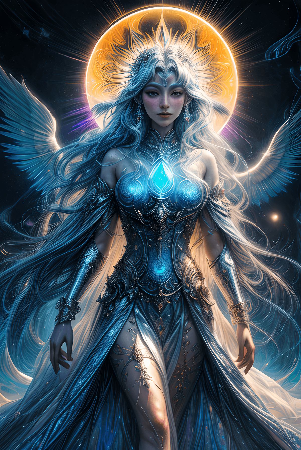 AI generated: detailed art, digital art, very surrealistic character, no light, surrealism, moon mythology, sun my...