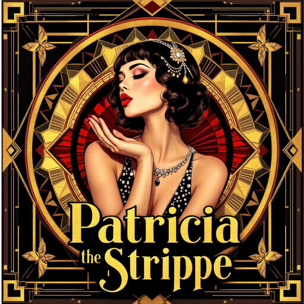 AI generated: A luxurious 1920s Art Deco-style poster in a palette of rich gold, deep black, and crimson red. A gl...