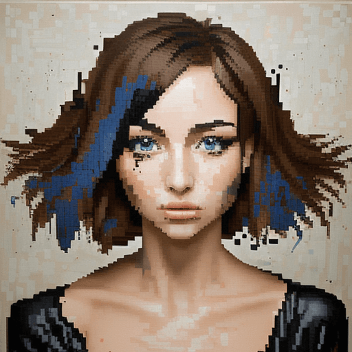 AI generated: abstract art painting of an eye, in the style of pixelated portraits, cracked, oversized portraits, ...
