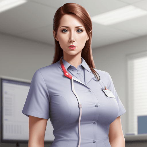 AI generated: Hyper realistic full frontal shot of a beautiful lady in a nurse uniform