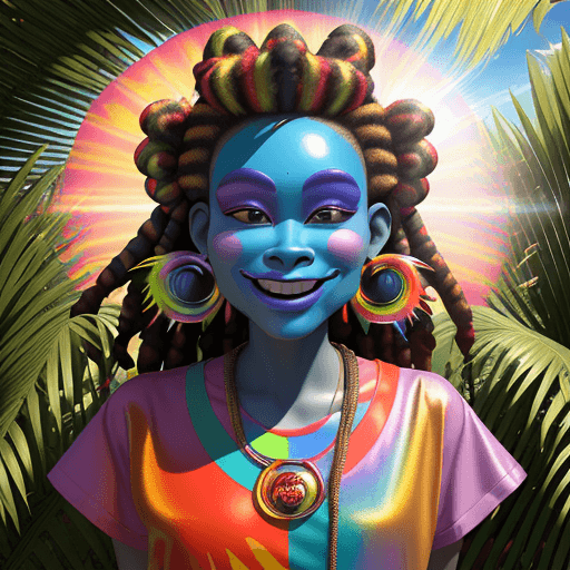 AI generated: 3D cartoon face kong woman for adolescent woman traits du visage enfantil humain very cool rasta smi...
