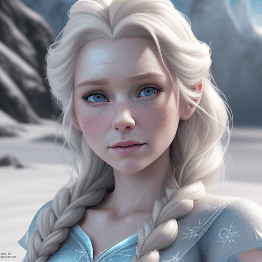 AI generated: a close up of a person wearing a dress, portrait of elsa of arendelle, sakimichan hdri, detailed fac...