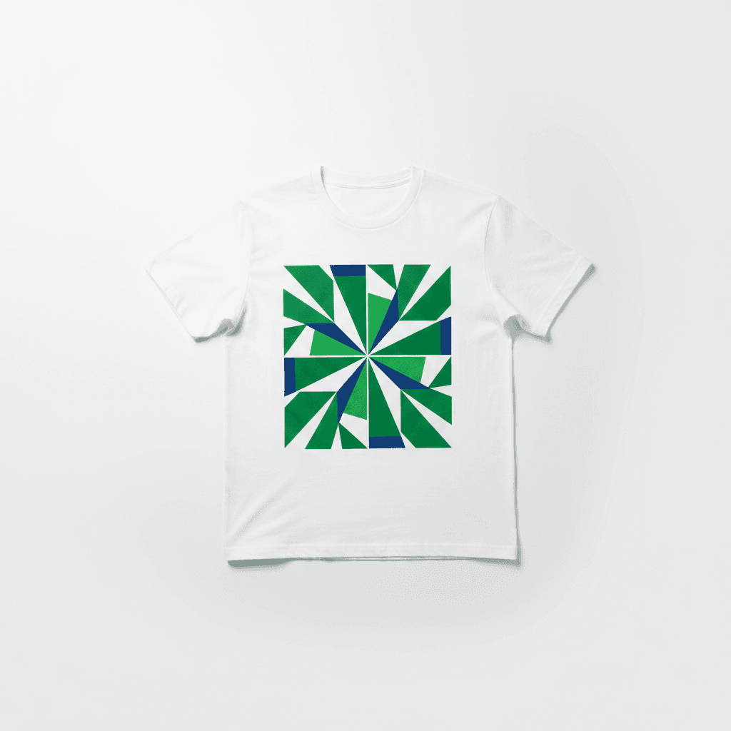 AI generated: White cotton t-shirt laid flat on a pure white surface, clean overhead lighting, subtle shadow halo....