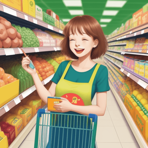 AI generated: Draw a happy brain shopping in a supermarket
