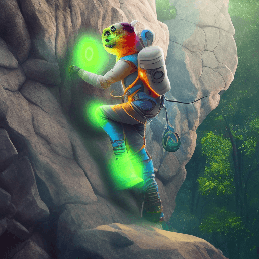 AI generated: High-resolution picture of a cyber geko climbing a boulder. The geko has wires coming out of its bod...