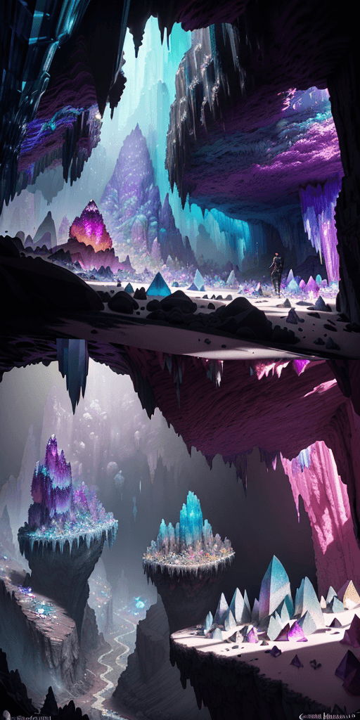 AI generated: ultra realistic illustration and highly detailed digital render of panorama view in a dark undergrou...