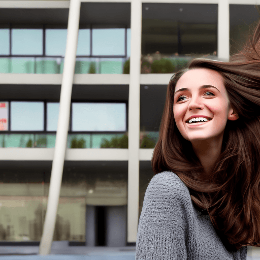 AI generated: The image features a cheerful beautiful Austria girl with long thick, brunette hair, natural frickes...