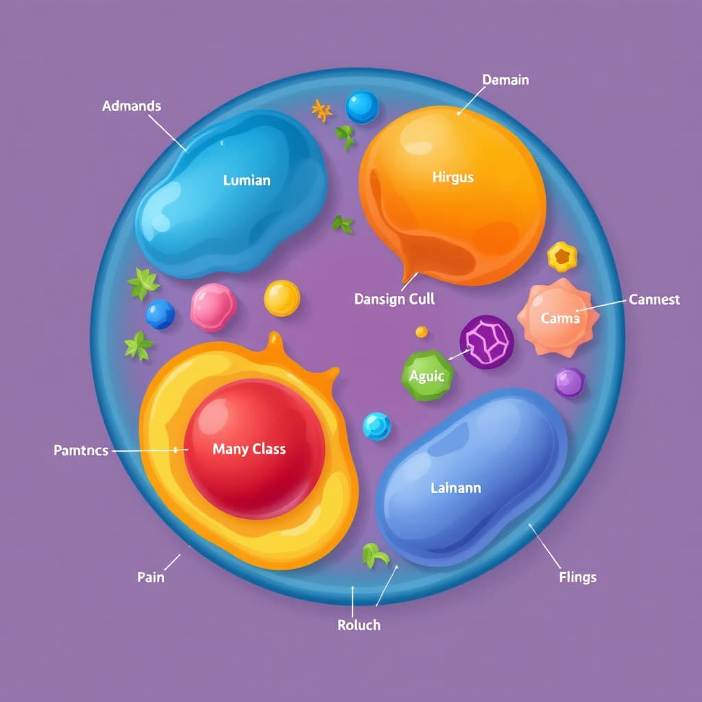 AI generated: Generate a simple cell diagram for labelling different parts that goes into a biology question paper...