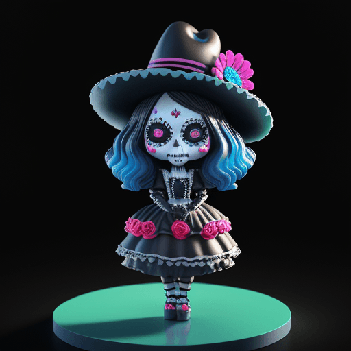AI generated: full body character catrina, resin figurine, funko doll, dia de muertos art, dia de los muertos, coc...