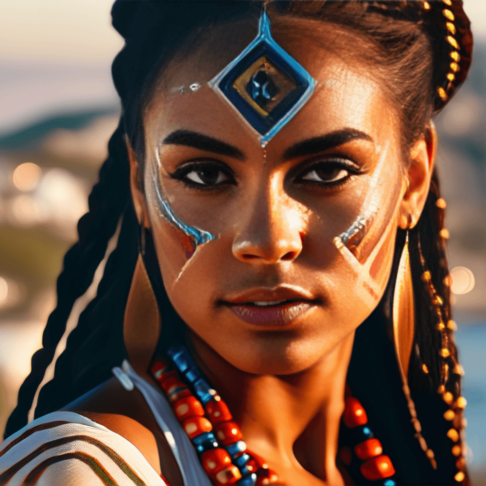 AI generated: 8k pinup, a north american brown skinned indigenous 25 year old beautiful woman with BROWN hair and ...