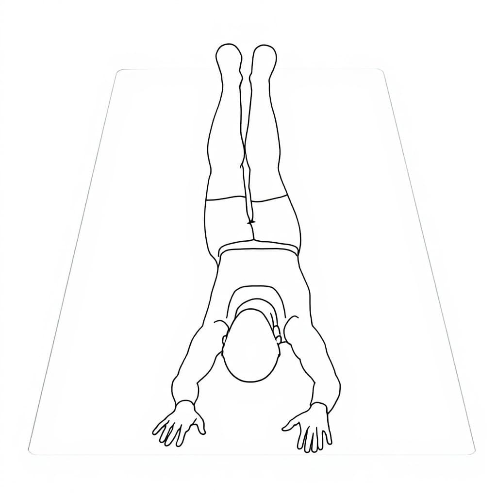 AI generated: *"A minimalistic instructional diagram of a person lying on their front in a structured pose. The bo...