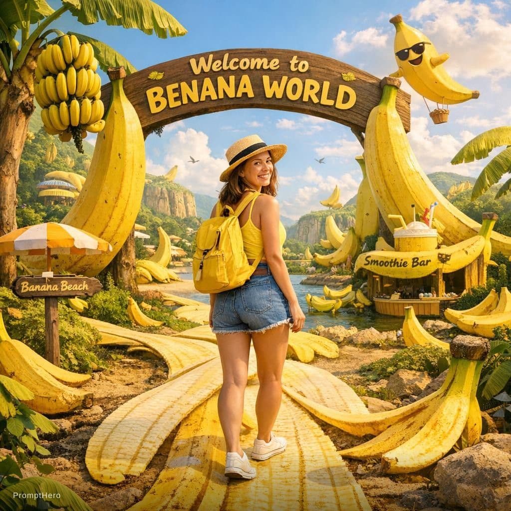 AI generated: a person in benana world