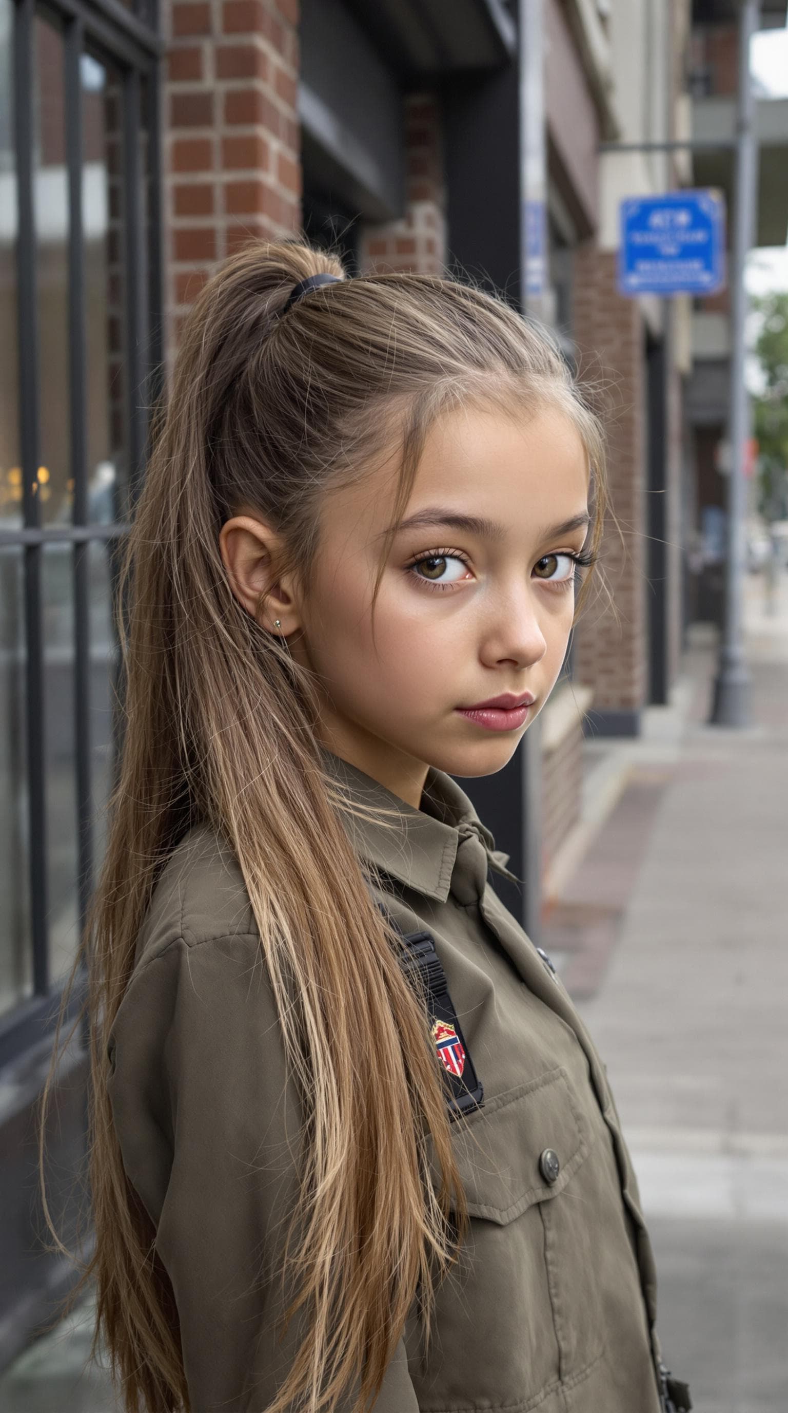 AI generated: a professional photo of a exceptionally of the most beautiful (age 7) American secrete service, (fut...